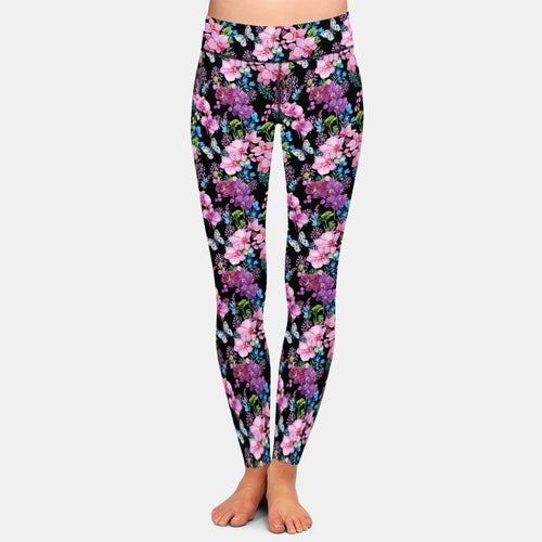 Ladies Beautiful Flowers Printed High Waist Leggings