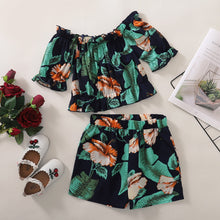 Load image into Gallery viewer, Girls Summer Floral Printed Ruffled 2-piece Sets