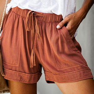 Womens Comfy Drawstring Casual Shorts With Pockets