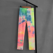 Cargar imagen en el visor de la galería, Kids Colourful Fluorescent Tie-Dye Printed Leggings