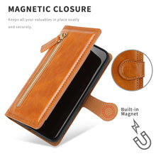 Carica l&#39;immagine nel visualizzatore di Gallery, Luxury Faux Leather Zippered Flip Wallet Phone Case For Assorted iPhones