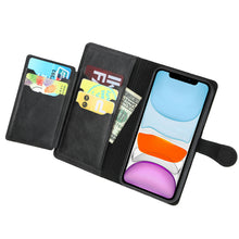 Cargar imagen en el visor de la galería, Luxury Faux Leather Zippered Flip Wallet Phone Case For Assorted iPhones