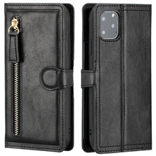 Carica l&#39;immagine nel visualizzatore di Gallery, Luxury Faux Leather Zippered Flip Wallet Phone Case For Assorted iPhones