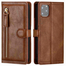 Charger l&#39;image dans la galerie, Luxury Faux Leather Zippered Flip Wallet Phone Case For Assorted iPhones