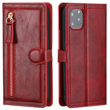 Charger l&#39;image dans la galerie, Luxury Faux Leather Zippered Flip Wallet Phone Case For Assorted iPhones