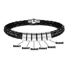 Carica l&#39;immagine nel visualizzatore di Gallery, Personalized Mens Braided Genuine Leather Stainless Steel Custom Bracelet
