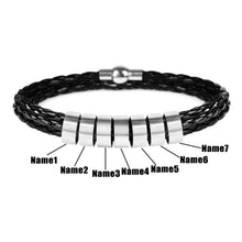 Charger l&#39;image dans la galerie, Personalized Mens Braided Genuine Leather Stainless Steel Custom Bracelet