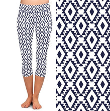 Laden Sie das Bild in den Galerie-Viewer, Ladies 3D Diamond Lattice Printed Capri Leggings