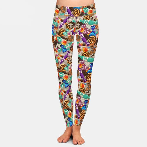 Ladies 3D Halloween Candies Printed Leggings