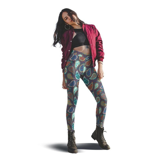 Ladies 3D Cashew Flowers Printed Leggings