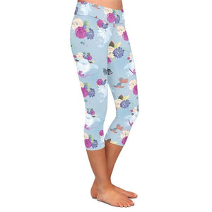 Ladies Cartoon Dolphins & Floral Printed Leggings