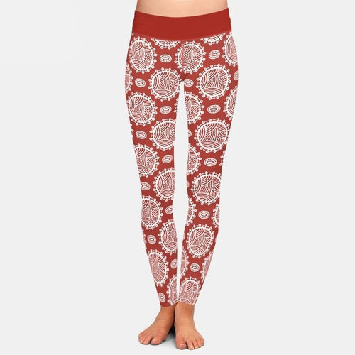 Ladies Retro Geometric Circles Printed Leggings