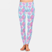 Cargar imagen en el visor de la galería, Ladies Cute Pink &amp; Blue Cartoon-Style Octopus Printed Leggings