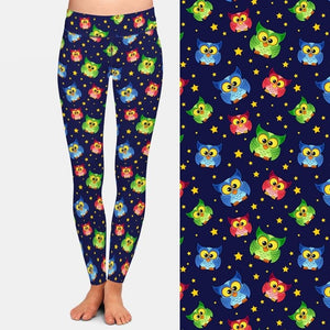 Ladies Cute Cartoon Owls Printed Leggings