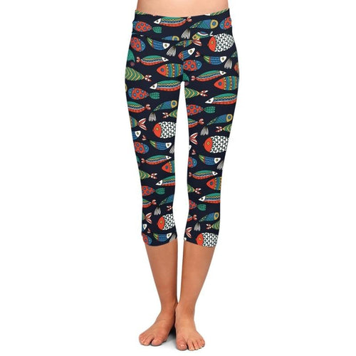 Ladies 3D Fish Printed Capri Leggings