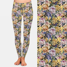 Carica l&#39;immagine nel visualizzatore di Gallery, Ladies Beautiful Roses Printed Milk Silk Leggings