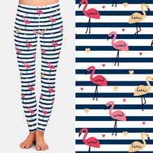 Load image into Gallery viewer, Ladies Cute Flamingos &amp; Hearts Printed Leggings