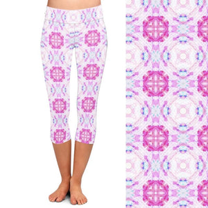 Ladies New Geometric Digital Printed Capri Leggings