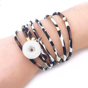Fashion Magnetic Leopard Bracelets - Real Leather For 12mm/18mm Snap On Button Charms