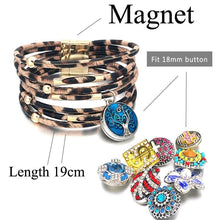 Charger l&#39;image dans la galerie, Fashion Magnetic Leopard Bracelets - Real Leather For 12mm/18mm Snap On Button Charms