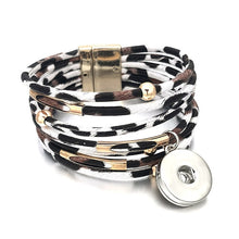 Laden Sie das Bild in den Galerie-Viewer, Fashion Magnetic Leopard Bracelets - Real Leather For 12mm/18mm Snap On Button Charms