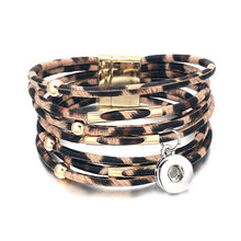Cargar imagen en el visor de la galería, Fashion Magnetic Leopard Bracelets - Real Leather For 12mm/18mm Snap On Button Charms