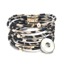 Cargar imagen en el visor de la galería, Fashion Magnetic Leopard Bracelets - Real Leather For 12mm/18mm Snap On Button Charms