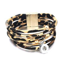 Laden Sie das Bild in den Galerie-Viewer, Fashion Magnetic Leopard Bracelets - Real Leather For 12mm/18mm Snap On Button Charms