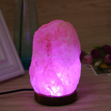Charger l&#39;image dans la galerie, Hand Carved Himalayan Rock Salt Lamp Night Light - USB With Wooden Base