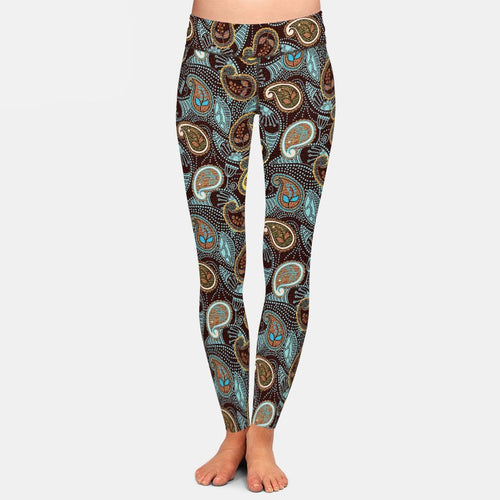 Ladies 3D Cashew Flowers Paisley Printed Leggings