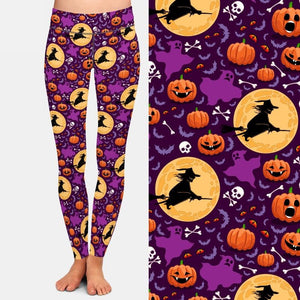 Ladies Assorted Spooky Halloween Printed Leggings