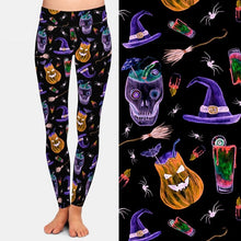 Laden Sie das Bild in den Galerie-Viewer, Ladies Assorted Spooky Halloween Printed Leggings