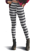 Load image into Gallery viewer, Ladies Fashion Black &amp; White Diamond Geometric Printed Leggings