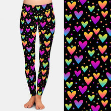 Load image into Gallery viewer, Ladies Fashion Coloured Hearts Printed Leggings