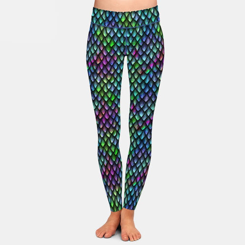 Ladies 3D Rainbow Fish Scales Printed Leggings