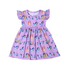 Charger l&#39;image dans la galerie, Fashion Girls Puffy Sleeve Cartoon Patterned Soft Milk Silk Party Dress