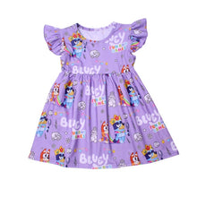 Charger l&#39;image dans la galerie, Fashion Girls Puffy Sleeve Cartoon Patterned Soft Milk Silk Party Dress