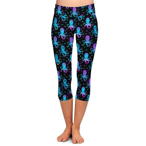 Ladies New Octopus Printed Capri Leggings