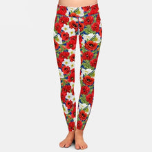 Cargar imagen en el visor de la galería, Ladies New 3D Poppies &amp; Flowers Printed Leggings