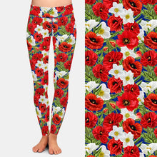 Cargar imagen en el visor de la galería, Ladies New 3D Poppies &amp; Flowers Printed Leggings