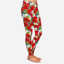 Cargar imagen en el visor de la galería, Ladies New 3D Poppies &amp; Flowers Printed Leggings