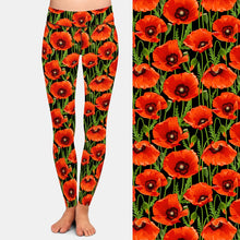 Load image into Gallery viewer, Ladies Beautiful 3D Poppies Printed Leggings