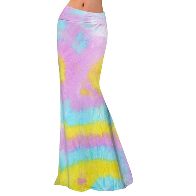 Assorted Rainbow Printed Ladies Long Skirts