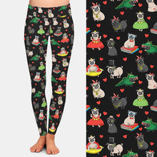 Charger l&#39;image dans la galerie, Ladies 3D Cartoon Cute Pug Dogs Printed Leggings