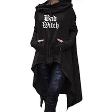 Cargar imagen en el visor de la galería, Womens Long Irregular Bad Witch Printed Hoodies