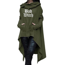 Cargar imagen en el visor de la galería, Womens Long Irregular Bad Witch Printed Hoodies