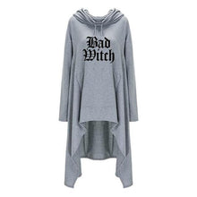 Load image into Gallery viewer, Womens Long Irregular Bad Witch Printed Hoodies