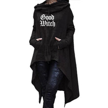 Laden Sie das Bild in den Galerie-Viewer, Womens Long Length Good Witch Printed Irregular Hoodie