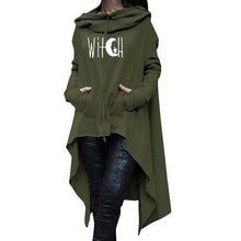 Cargar imagen en el visor de la galería, Womens Long Irregular Witch Printed Hoodies