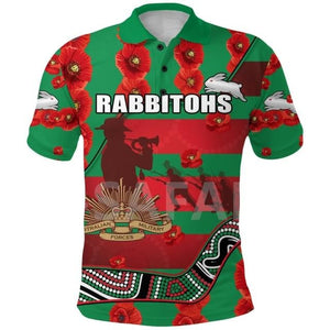 Rabbitohs ANZAC & Indigenous 3D Printed Polo Shirts